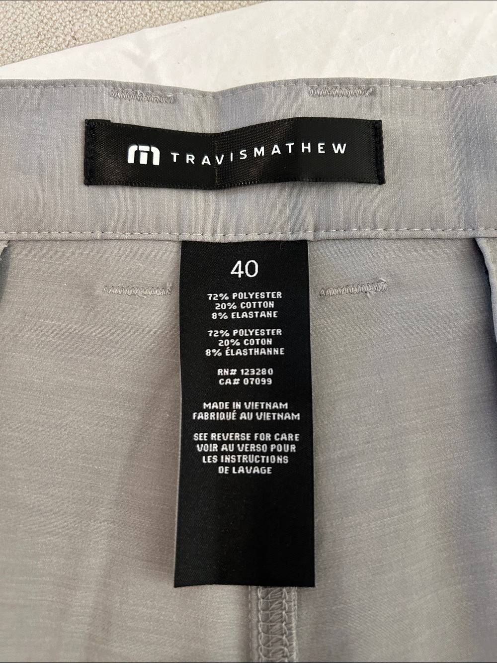 Travis Matthew ECO Tech Chino Fabric Blend 8” inseam Grey, Size 40 - Picture 8 of 9